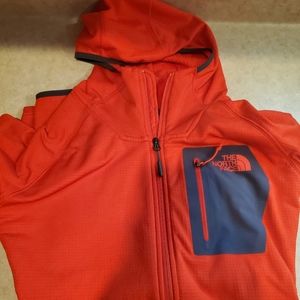 The North face long sleeve orange zip up hoodie XL